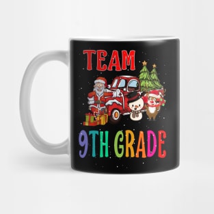 Team 9Th Grade Santa And Reindeer Christmas Mug